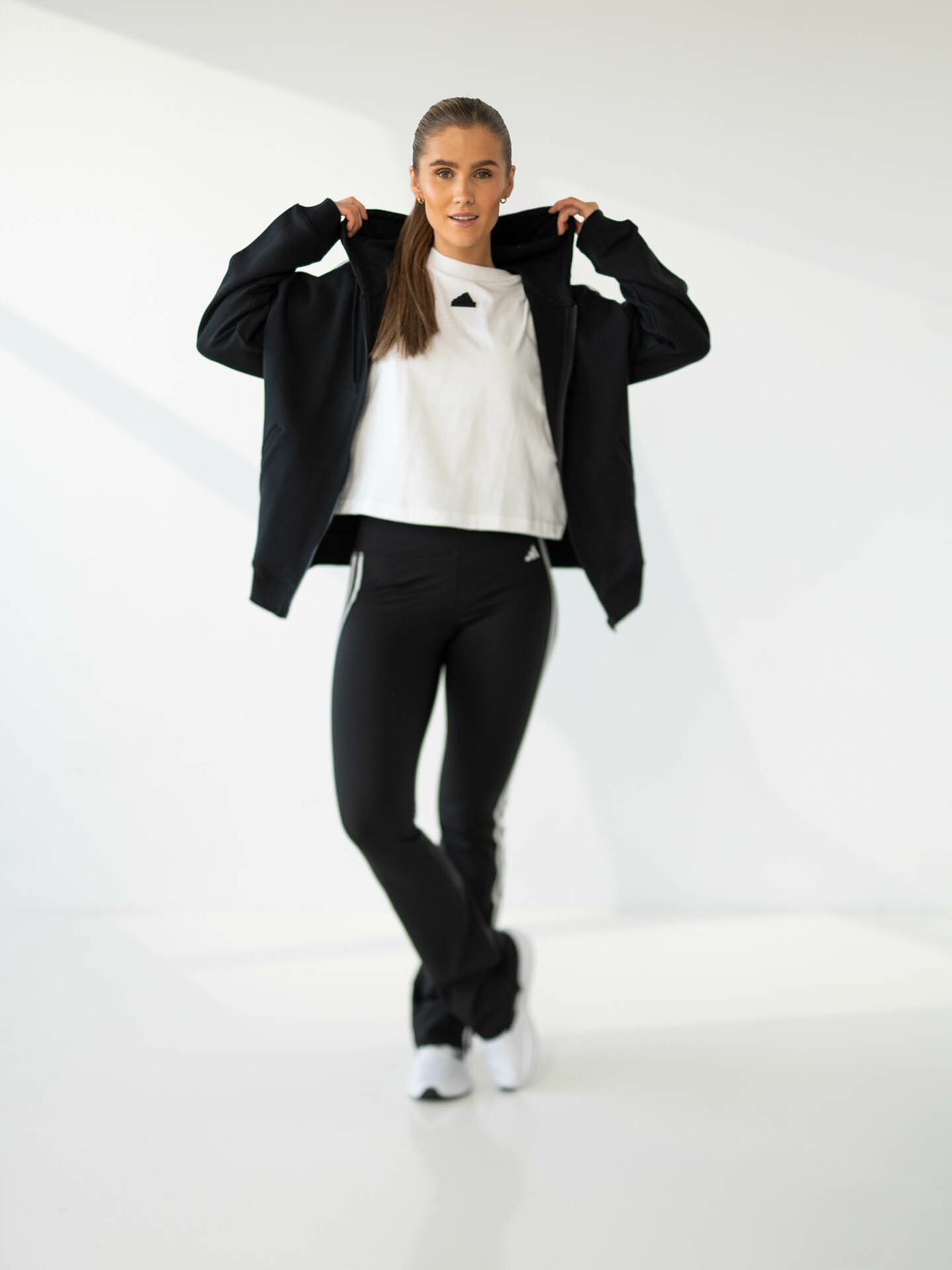 adidas 3-Stripes FT Full Zip Oversize Hoodie Black