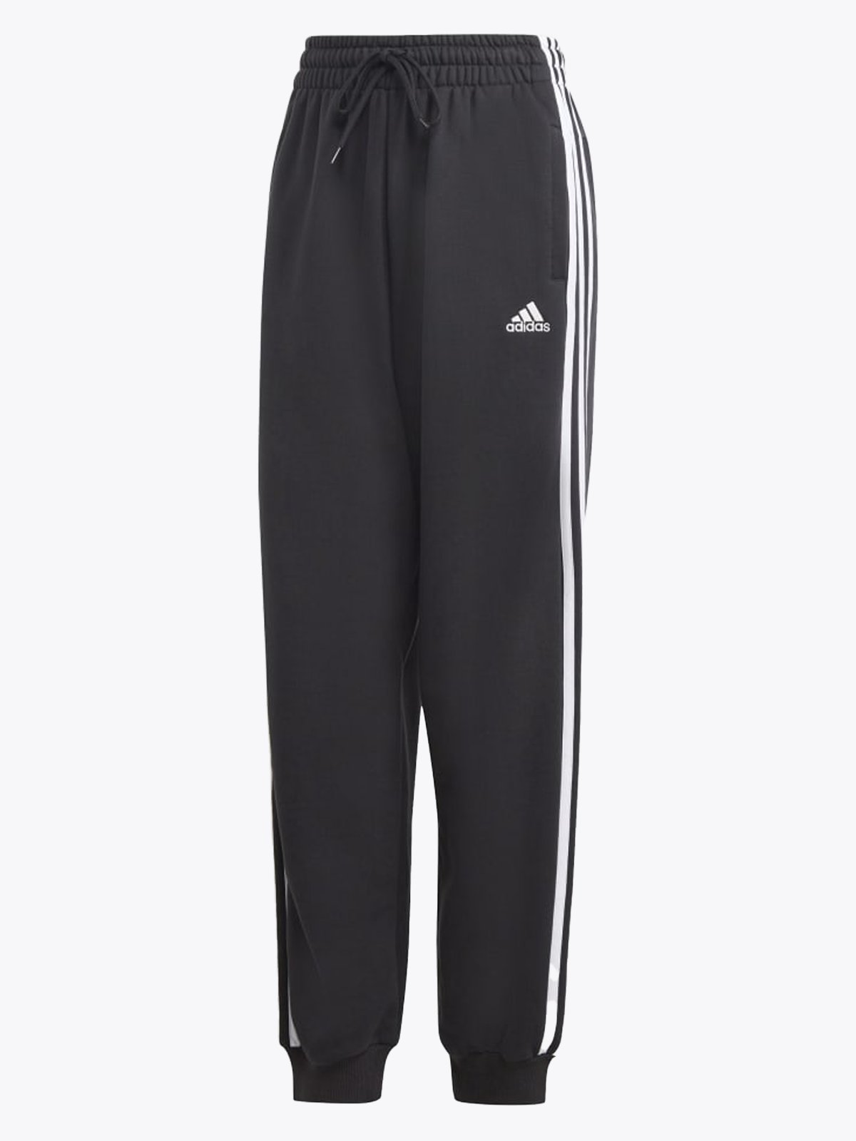 adidas 3-Stripes French Terry Loose Pant Black / White