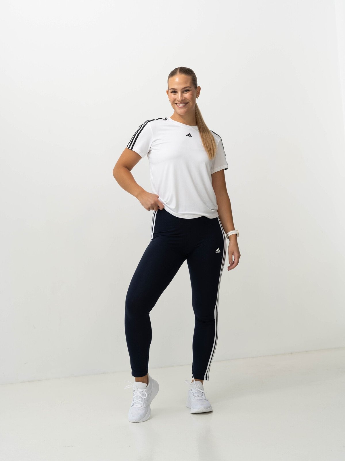 adidas 3-Stripes High Waist Legging Blå