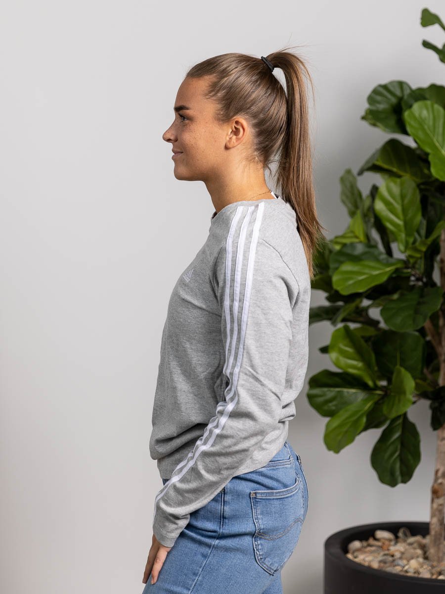 adidas 3-Stripes Long Sleeve Medium Grey Heather / White