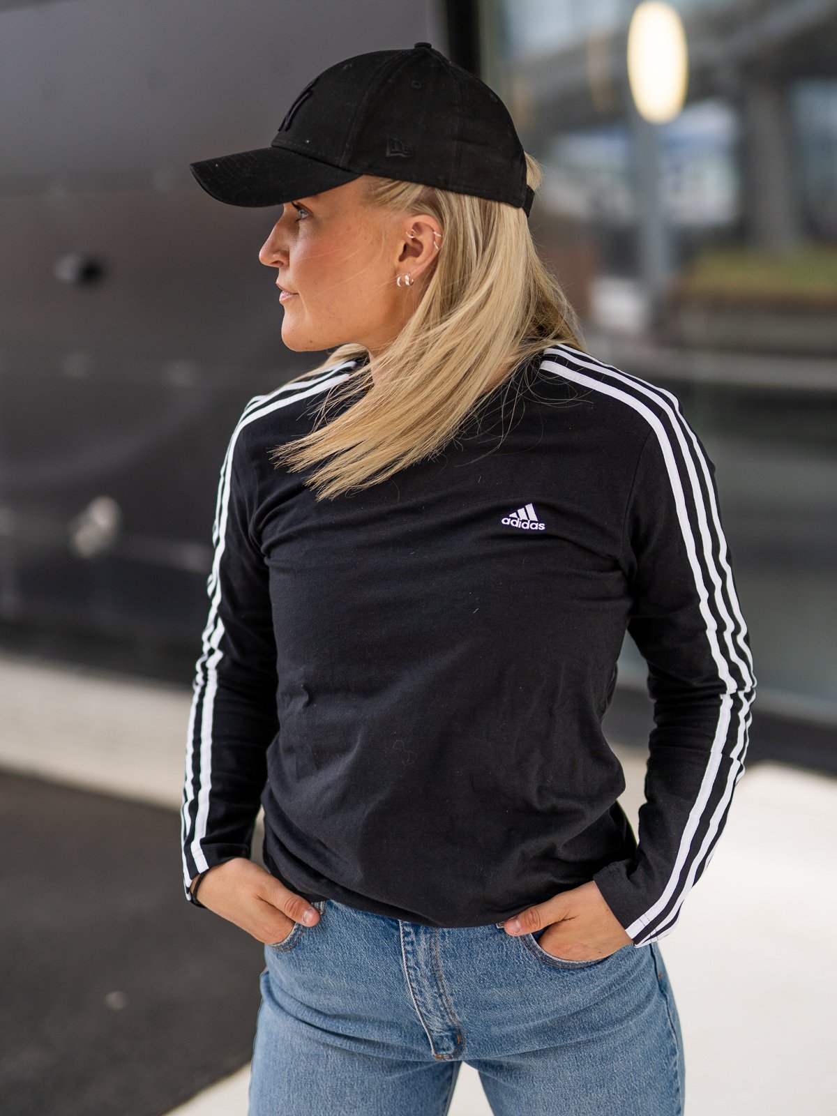 adidas 3-Stripes Long Sleeve Black / White