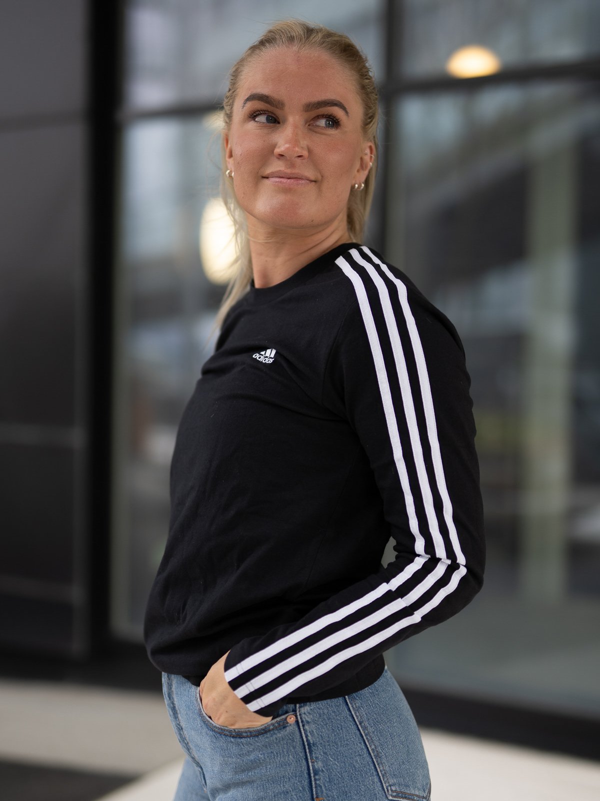 adidas 3-Stripes Long Sleeve Black / White