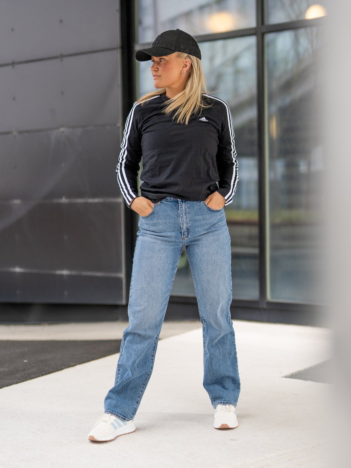 adidas 3-Stripes Long Sleeve Black / White