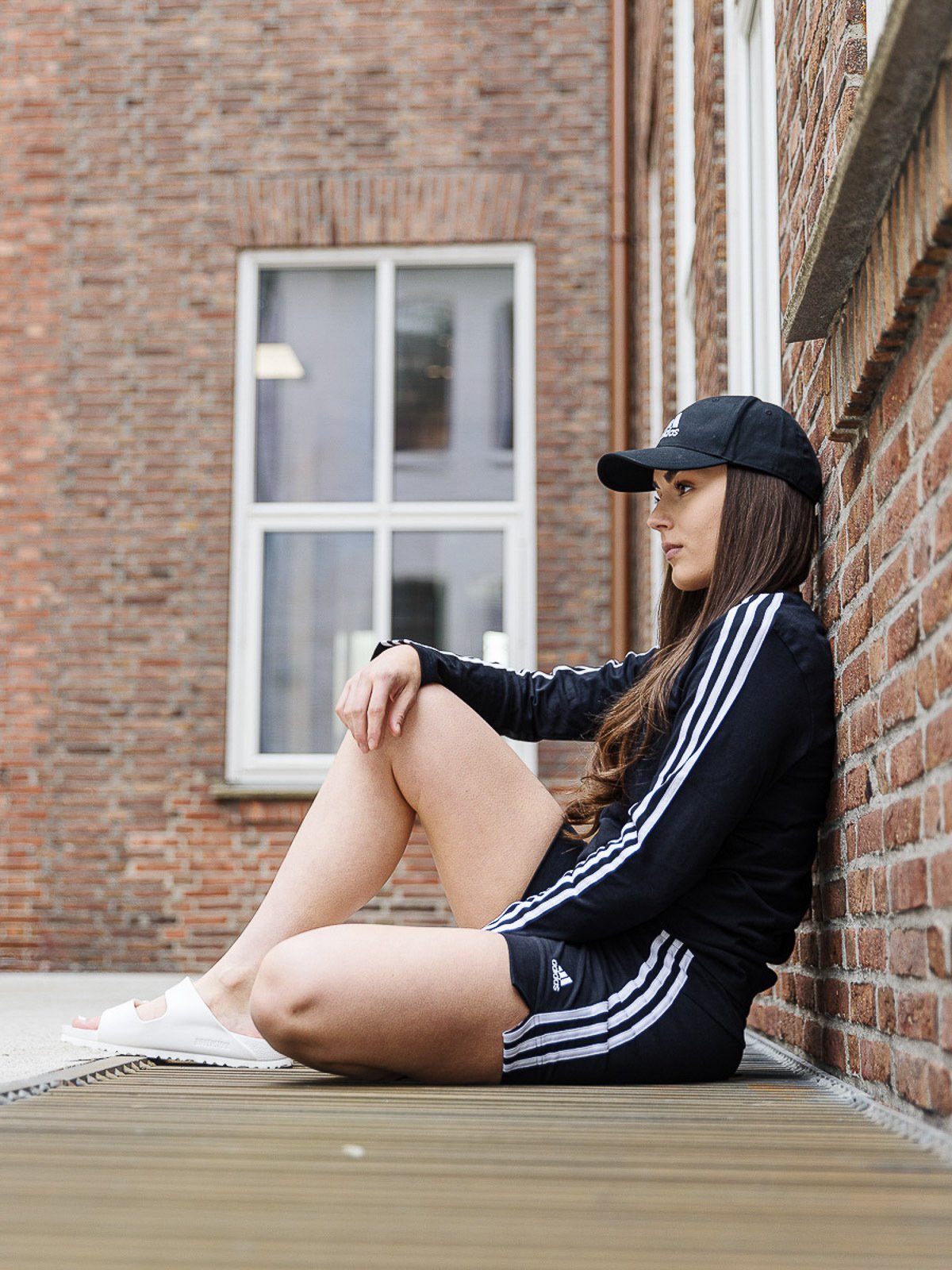 adidas 3-Stripes Long Sleeve Black / White