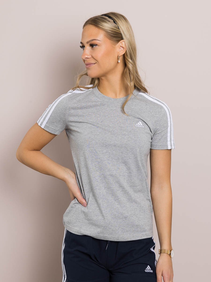 adidas 3-Stripes Cotton Tee Medium Grey Heather / White