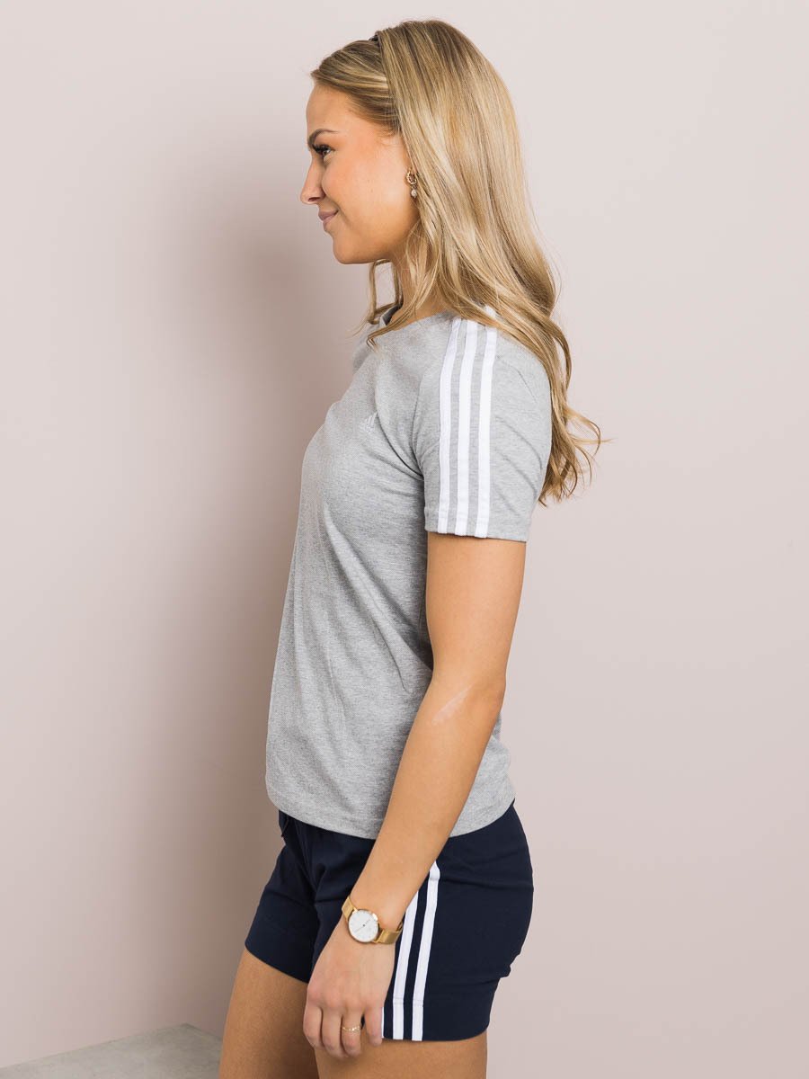 adidas 3-Stripes Cotton Tee Medium Grey Heather / White