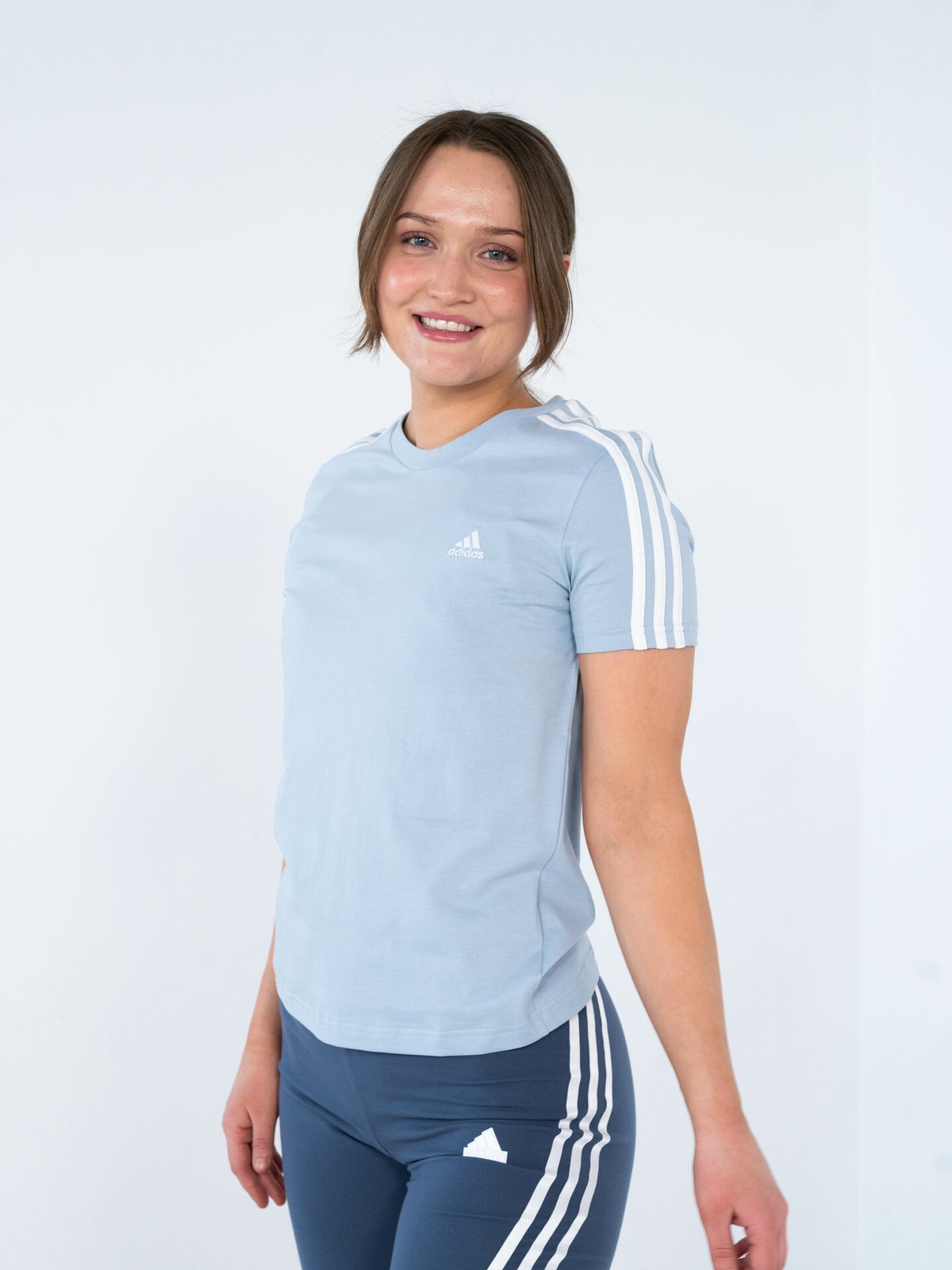 adidas 3-Stripes Cotton Tee Wonder Blue / White