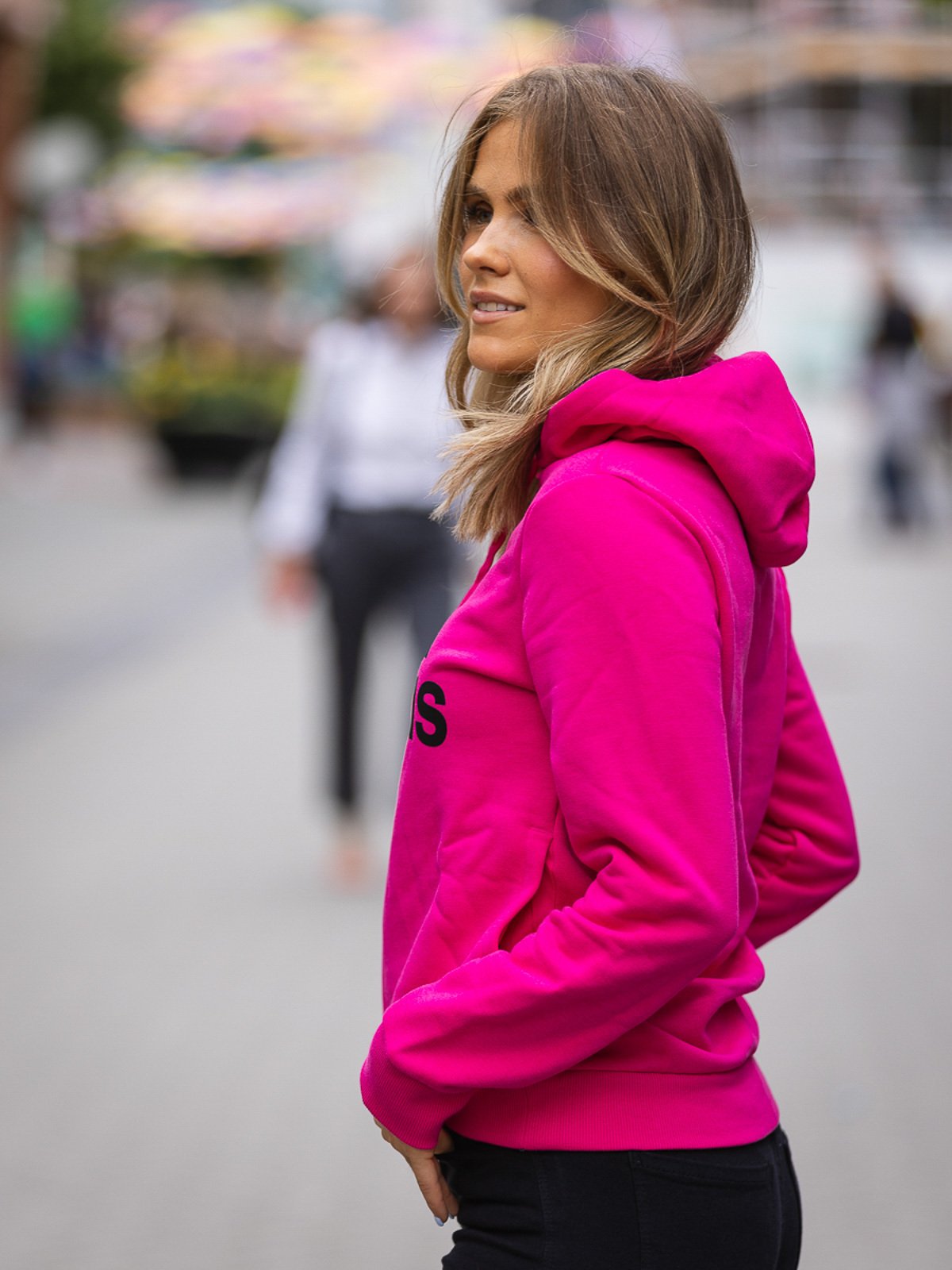 adidas Big Logo Fleece Hoodie Team Real Magenta / Black