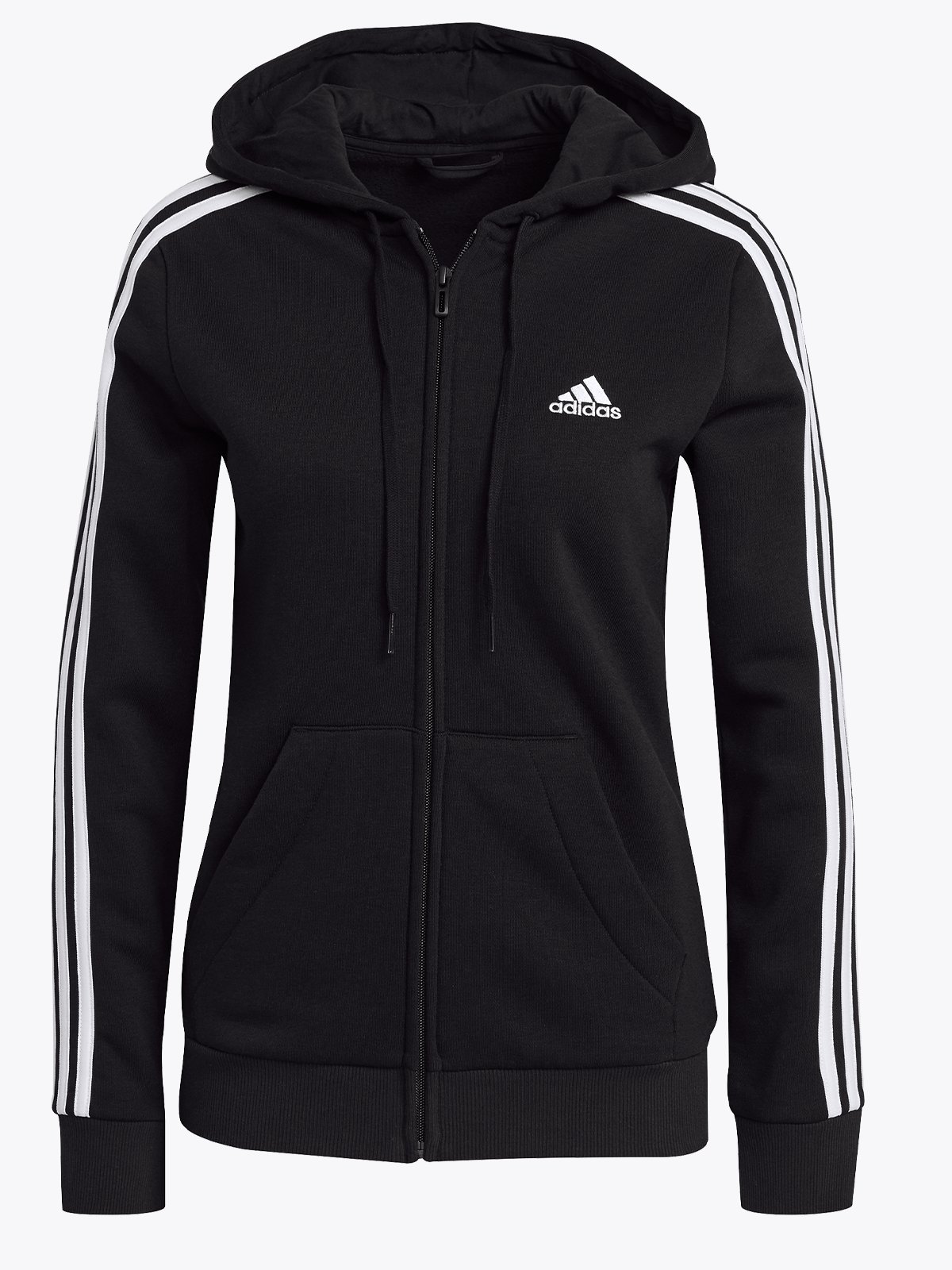 adidas 3-Stripes Fleece Full Zip Hoodie Black/White