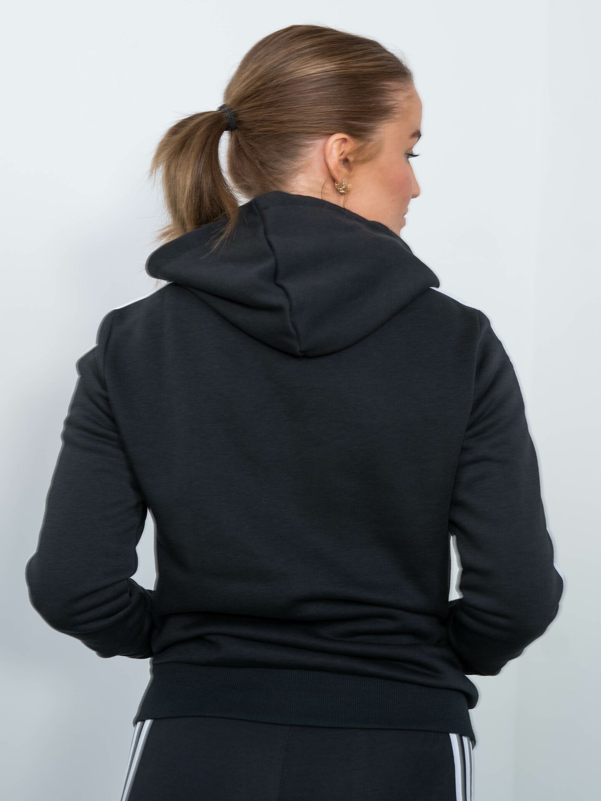 adidas 3-Stripes Fleece Full Zip Hoodie Black/White