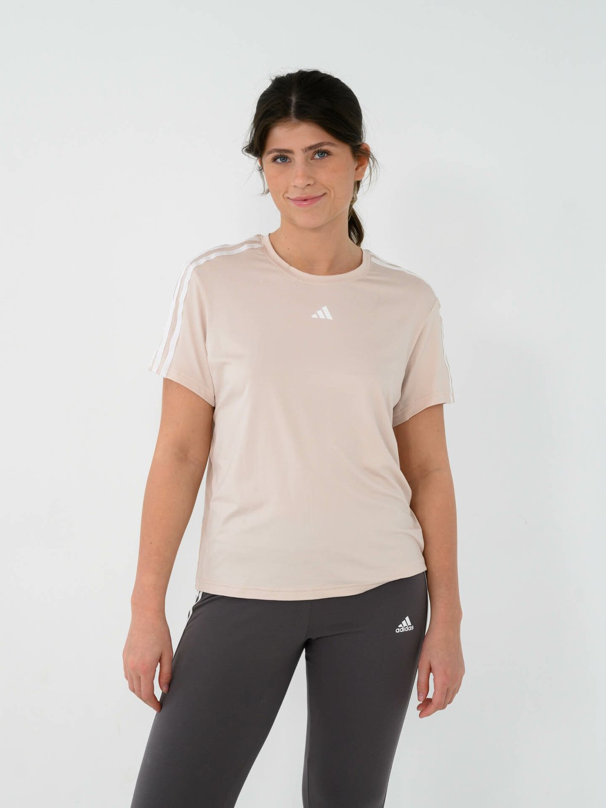 adidas Training Essential 3-Stripes Tee Putty Mauve S24 / White