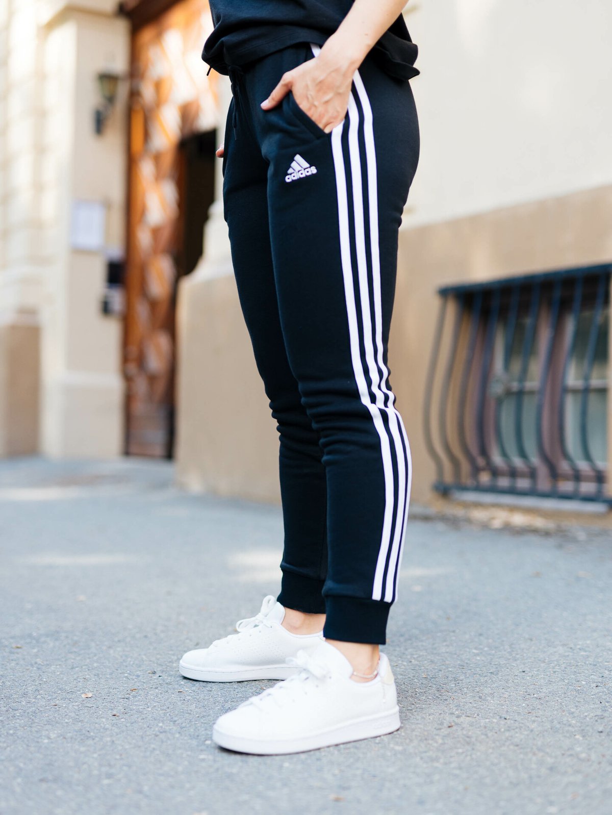 adidas 3-Stripes Fleece Pant Black / White