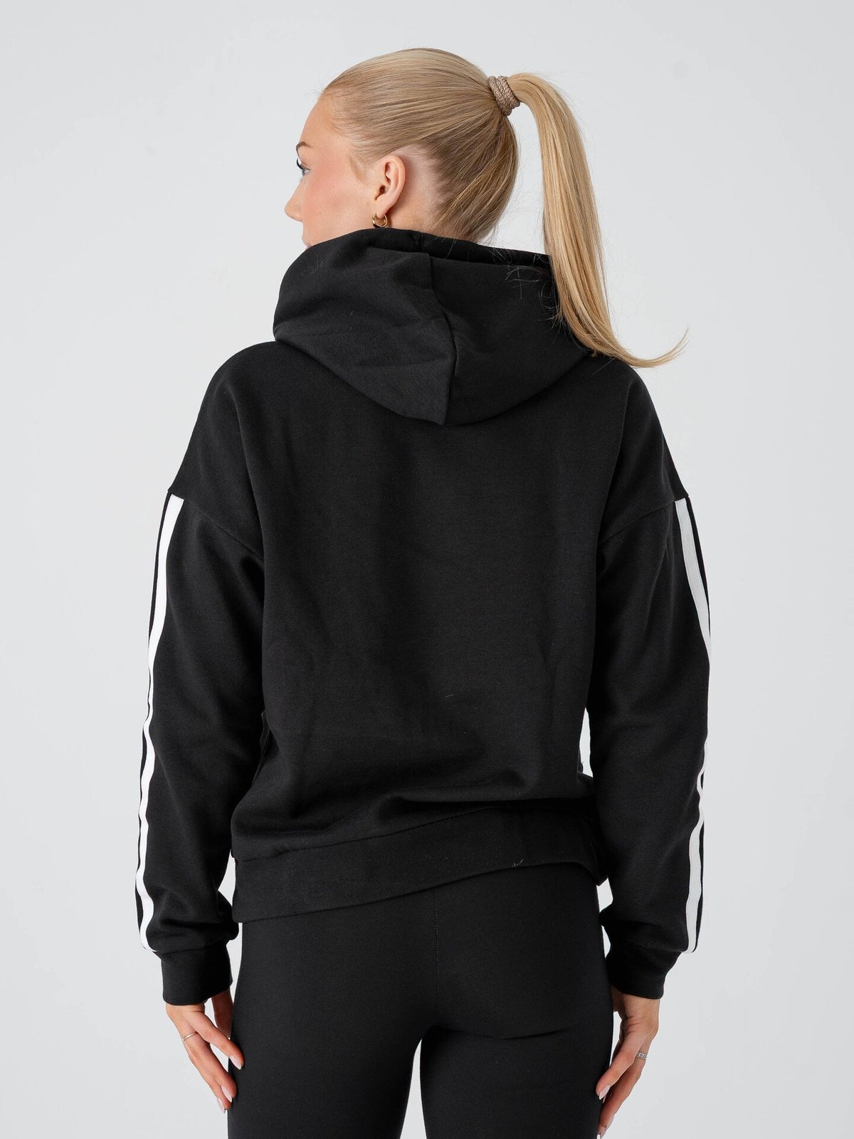 adidas 3-Stripes Fleece Hoodie Black / White