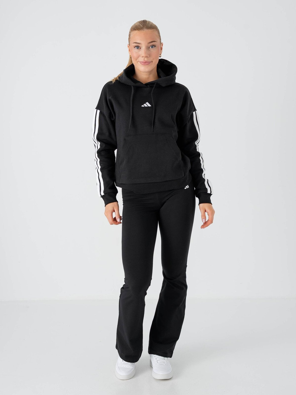 adidas 3-Stripes Fleece Hoodie Black / White
