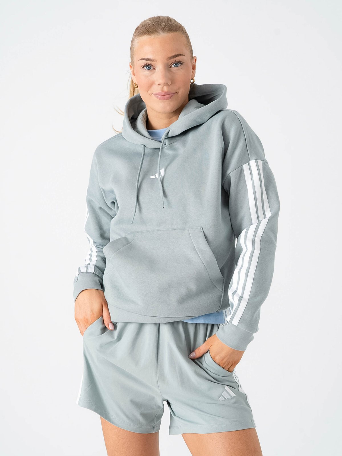 adidas 3-Stripes Fleece Hoodie Grønn