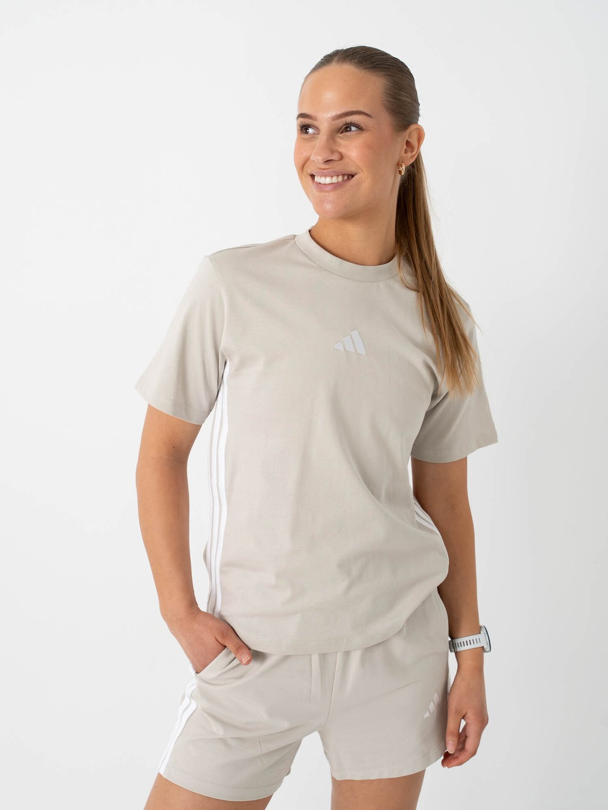 adidas 3-Stripes SJ Tee Beige