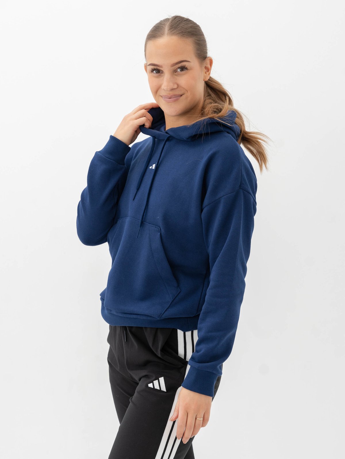 adidas Small Logo Feel Cozy Hoodie Blå