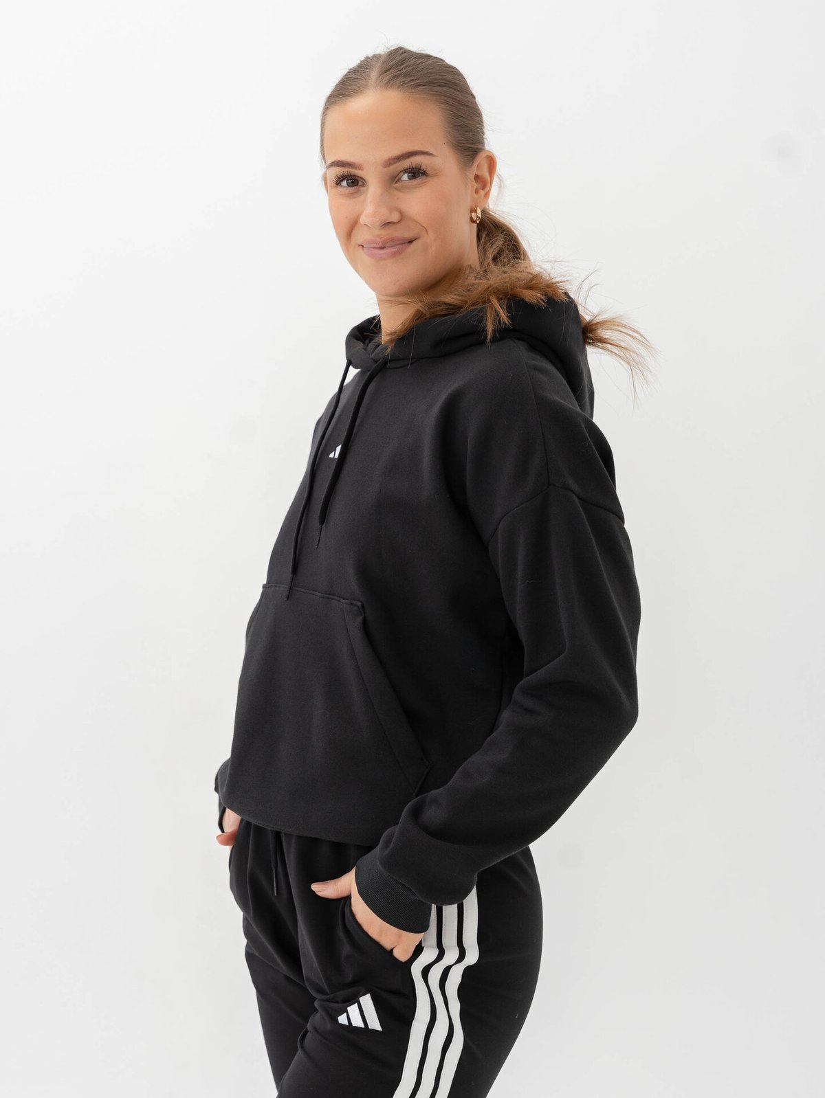 adidas Small Logo Feel Cozy Hoodie Black