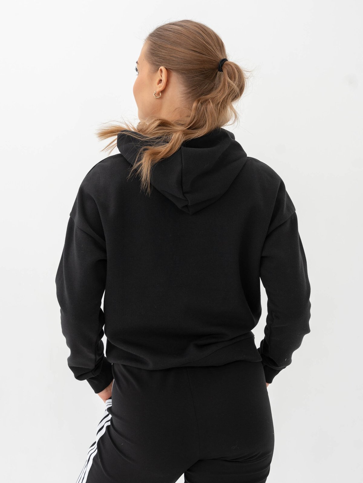 adidas Small Logo Feel Cozy Hoodie Black