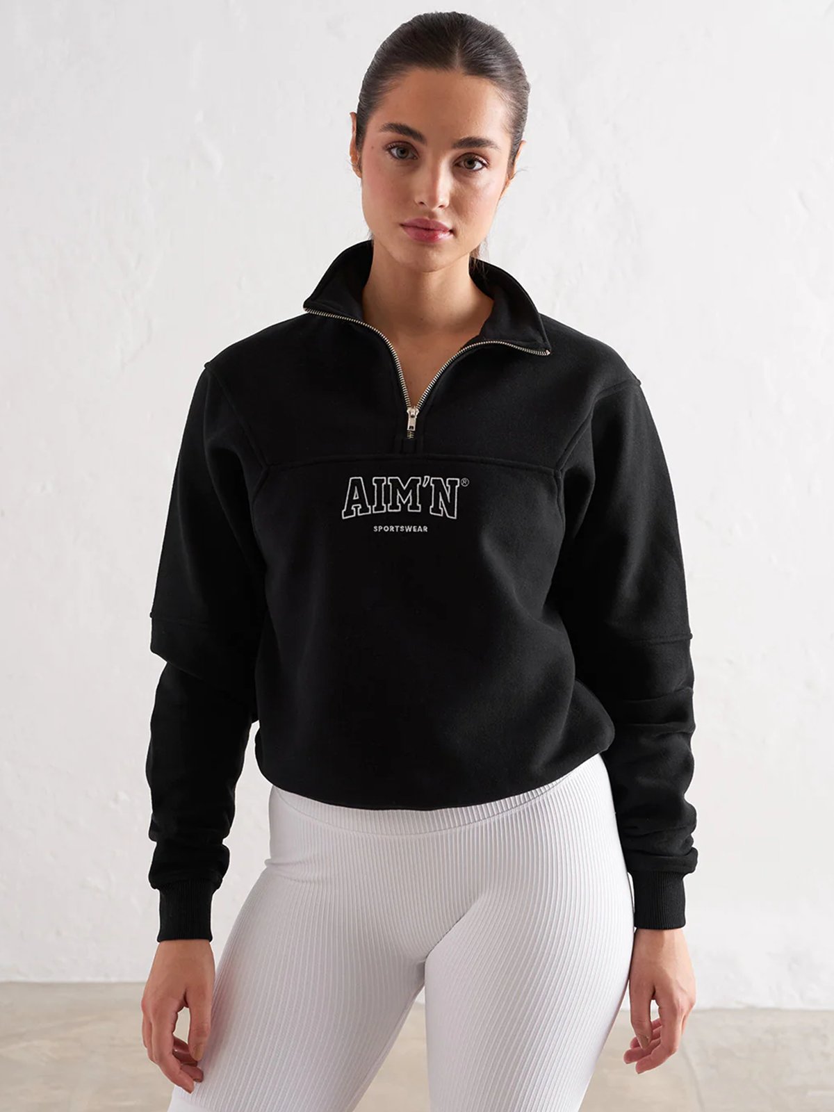 Aim'n College Sweat Half Zip Black
