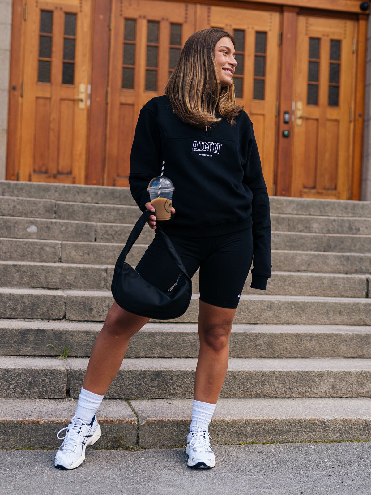 Aim'n College Sweat Half Zip Black