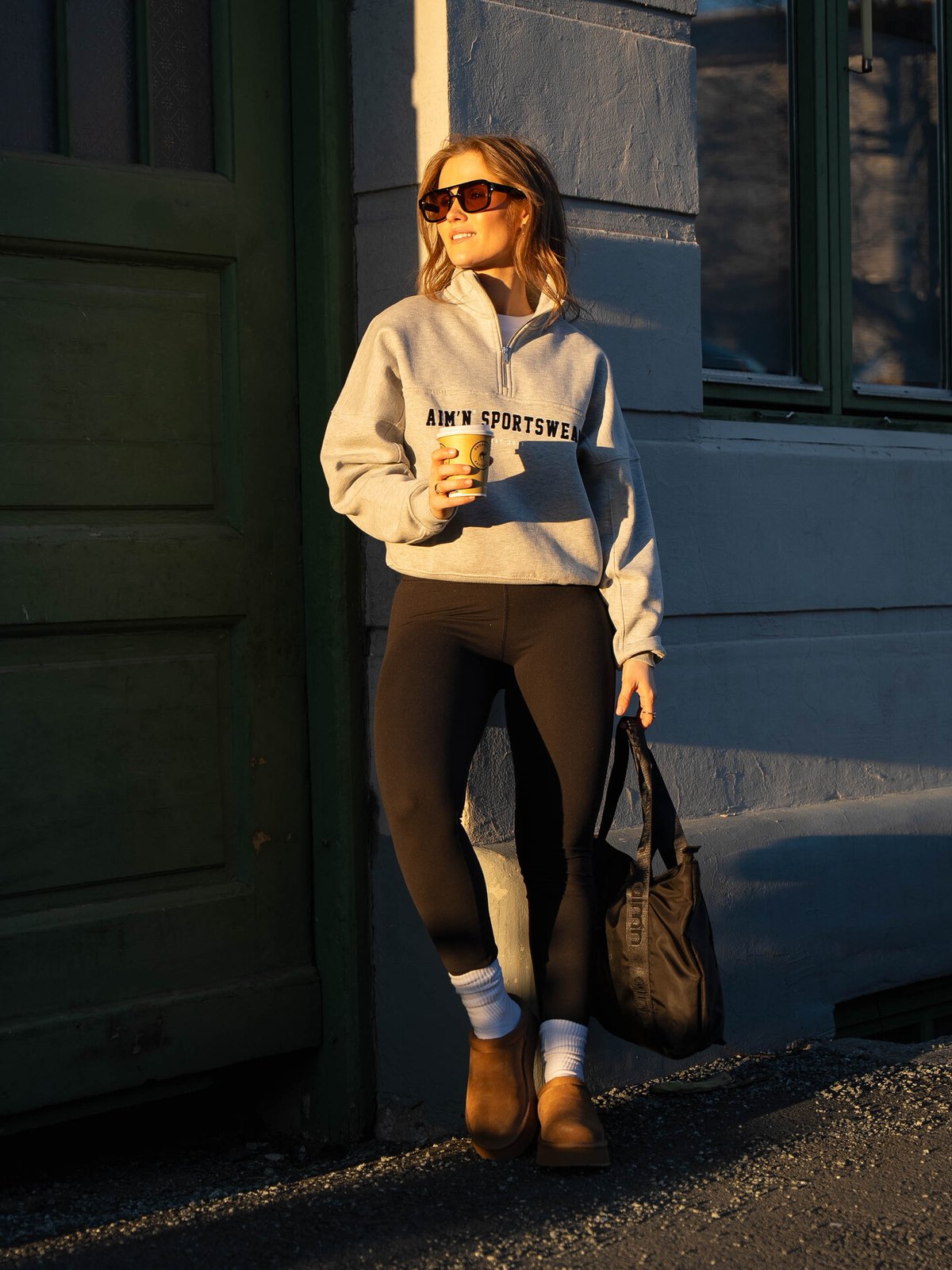 Aim'n Varsity Sweat Half Zip Grey Melange