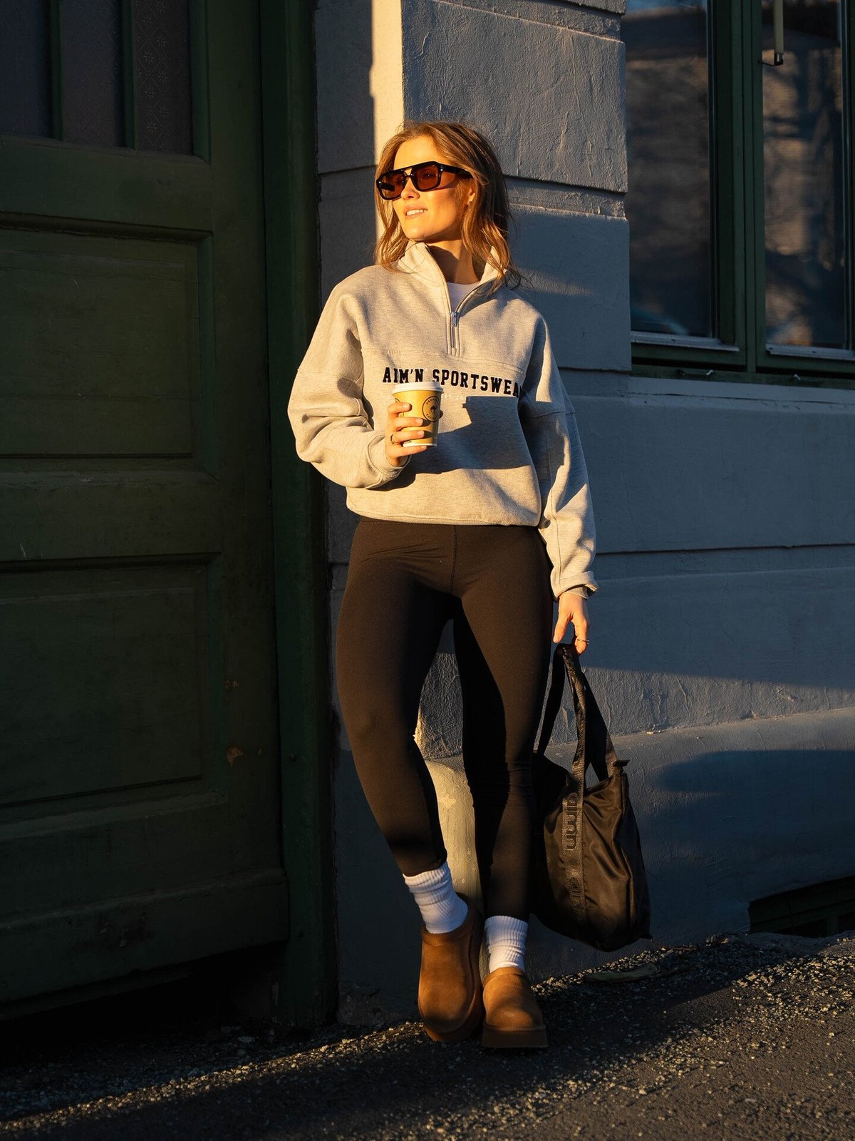 Aim'n Varsity Sweat Half Zip Grey Melange