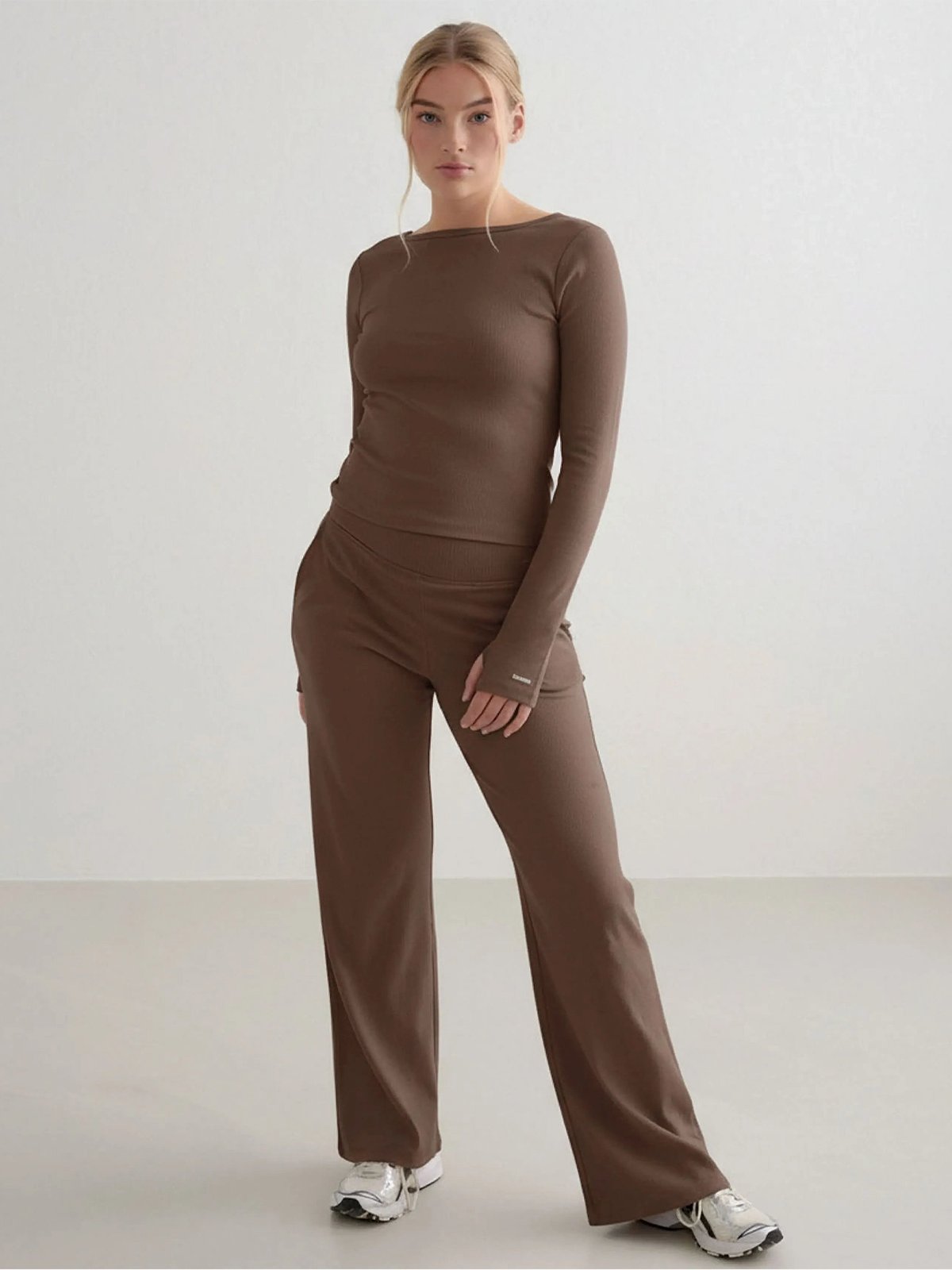 Aim'n Ease Ribbed Long Sleeve Top Macchiato