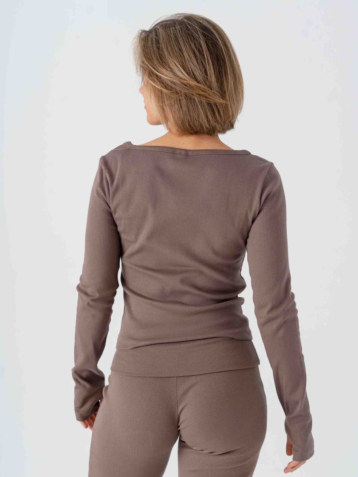 Aim'n Ease Ribbed Long Sleeve Top Macchiato