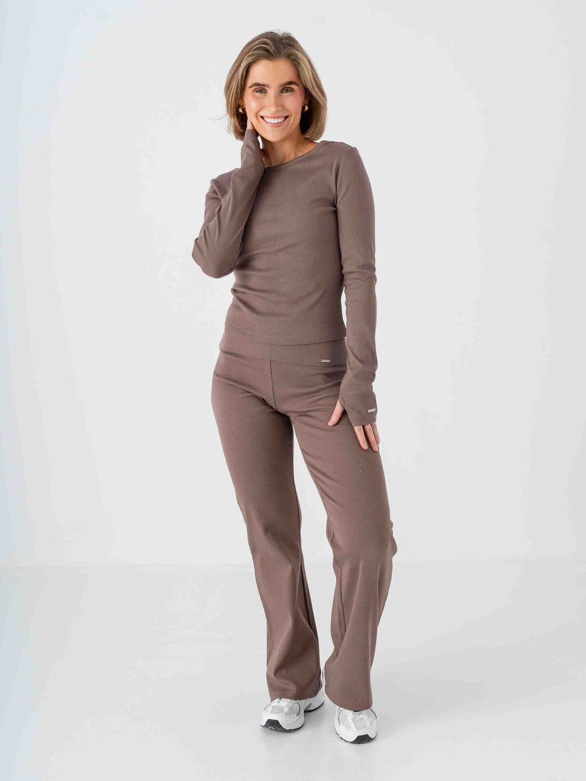 Aim'n Ease Ribbed Long Sleeve Top Macchiato