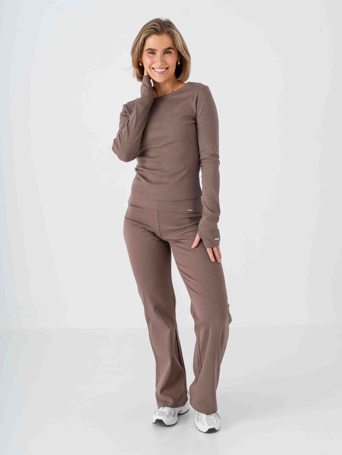 Aim'n Ease Ribbed Long Sleeve Top Macchiato