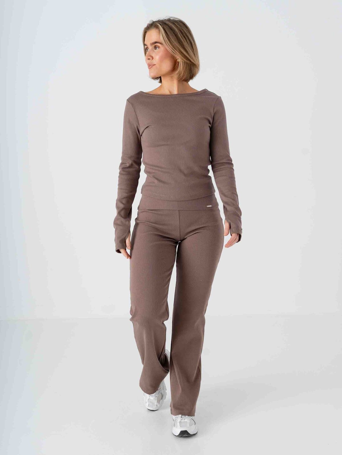 Aim'n Ease Ribbed Long Sleeve Top Macchiato