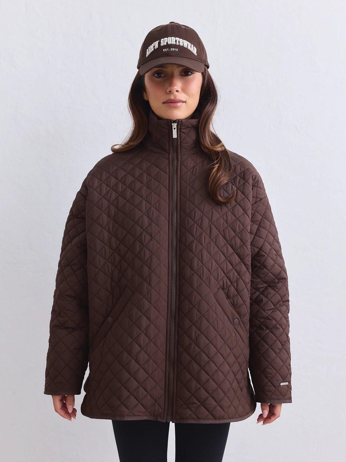 Aim'n Oversized Quilted Jacket Chocolate