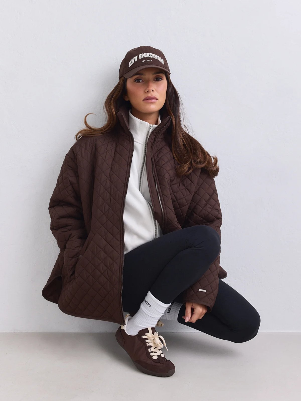 Aim'n Oversized Quilted Jacket Chocolate
