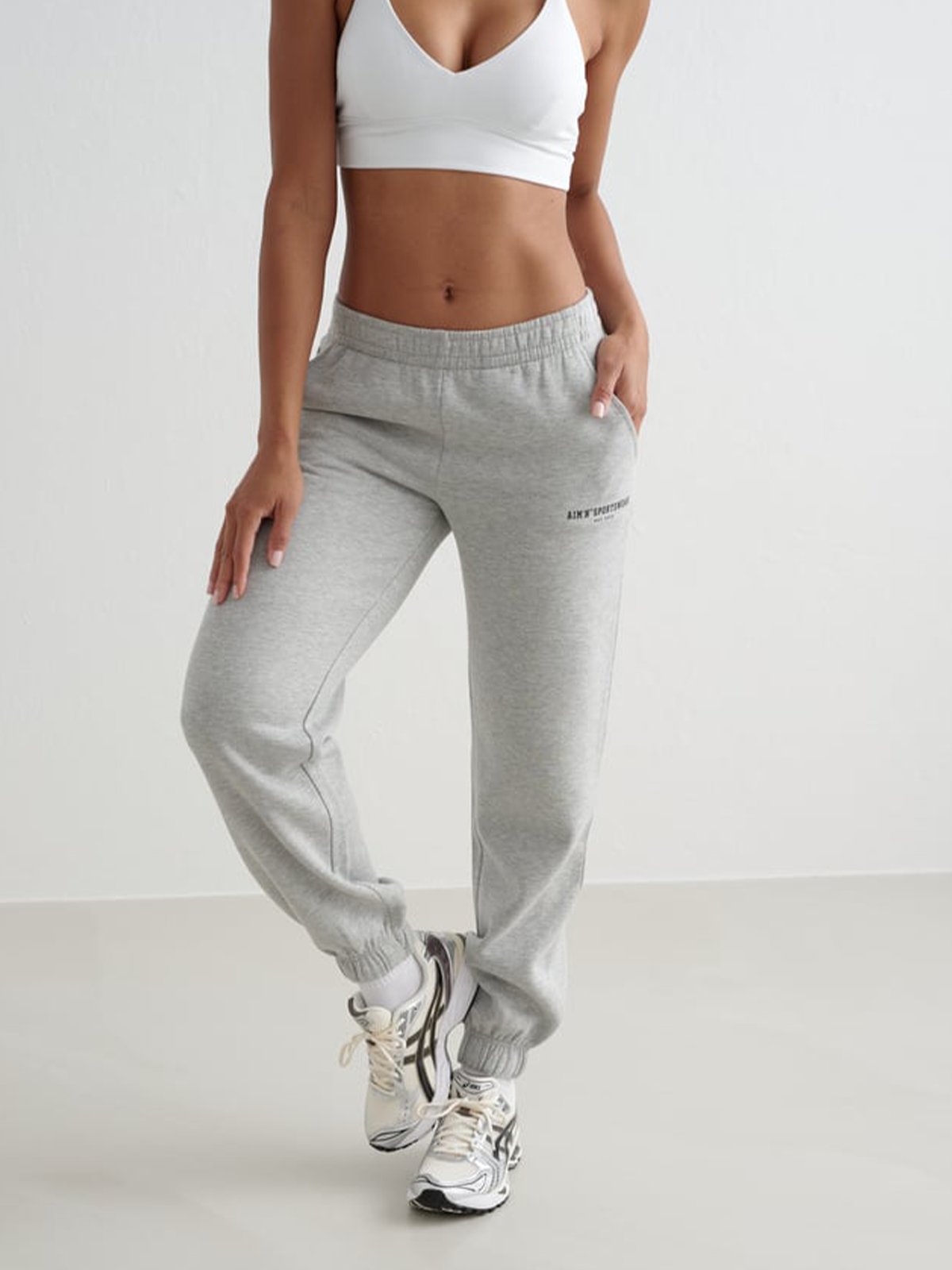 Aim'n Varsity Classic Sweat Pants Grey Melange