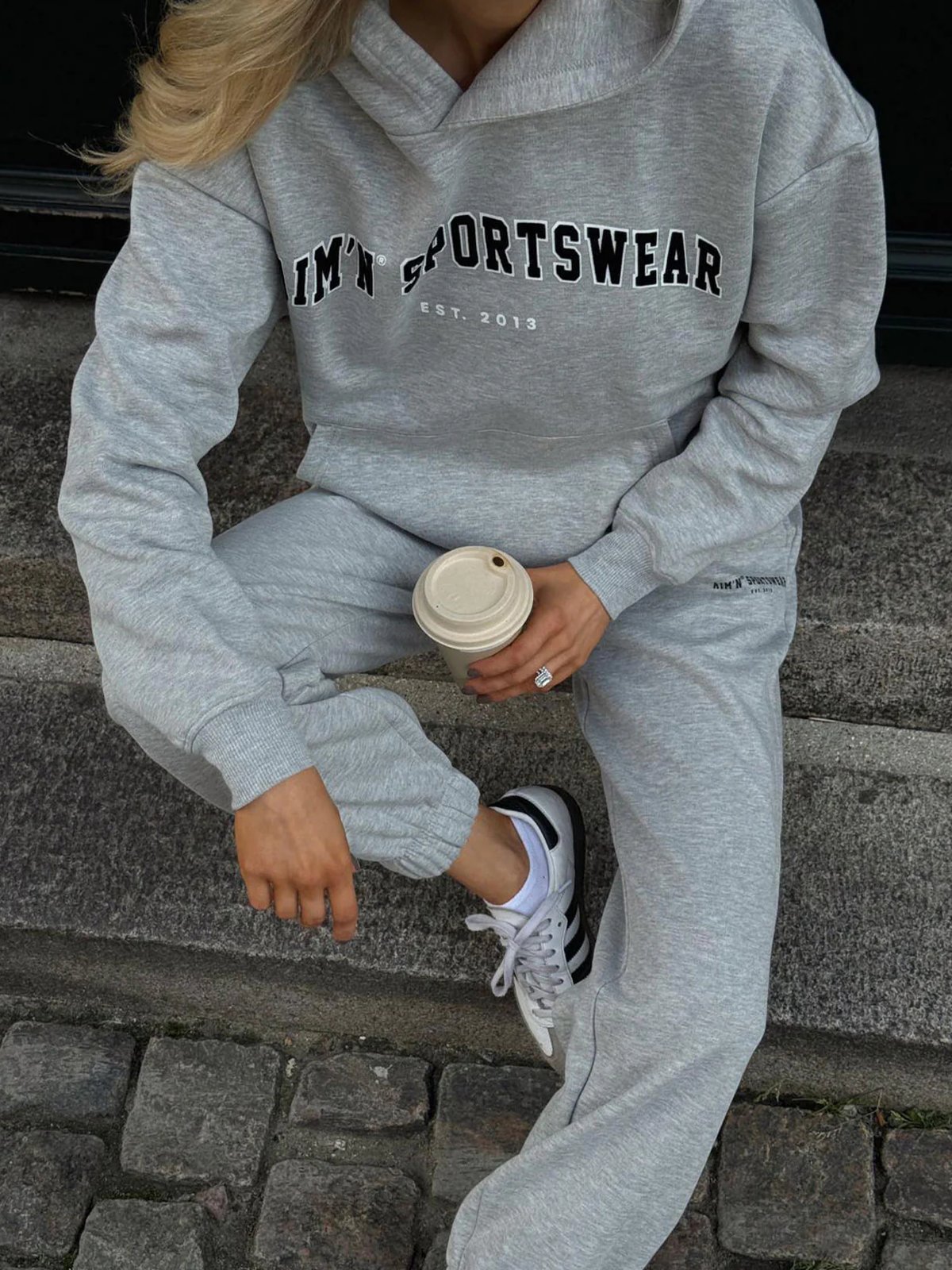 Aim'n Varsity Classic Sweat Pants Grey Melange