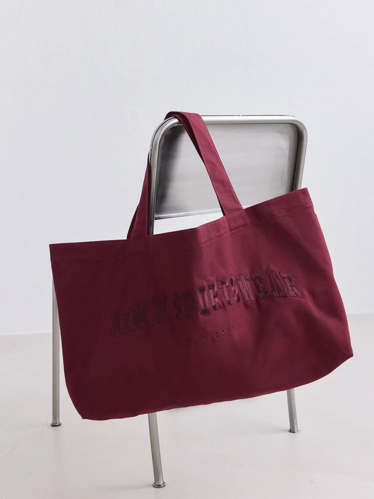 Aim'n Varsity Canvas Tote Bag Merlot