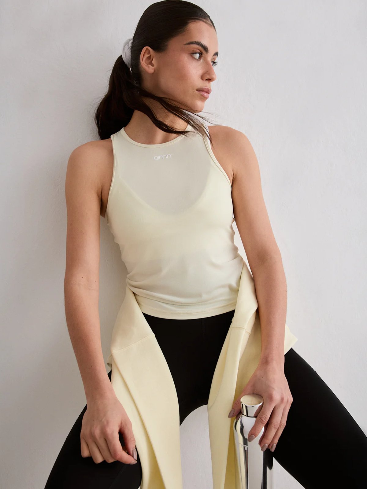 Aim'n Soft Basic Singlet Lemon White