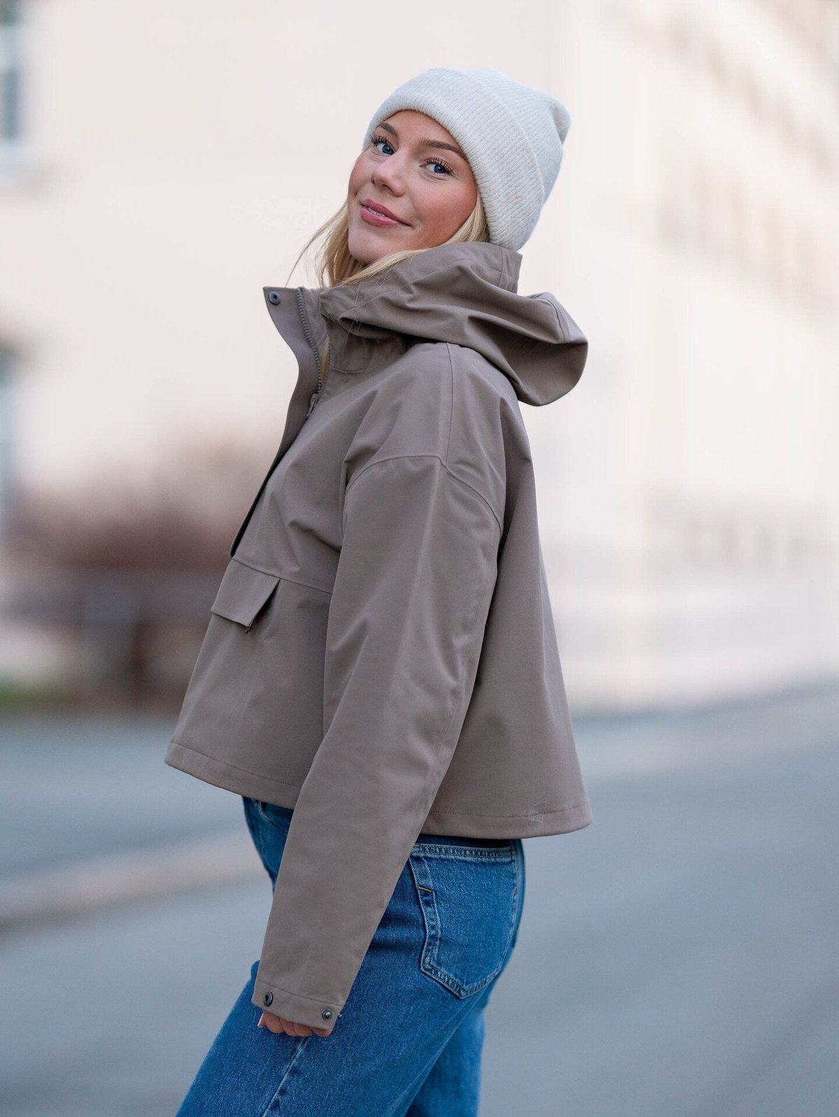 Aim'n Cropped Waterproof Anorak Nougat