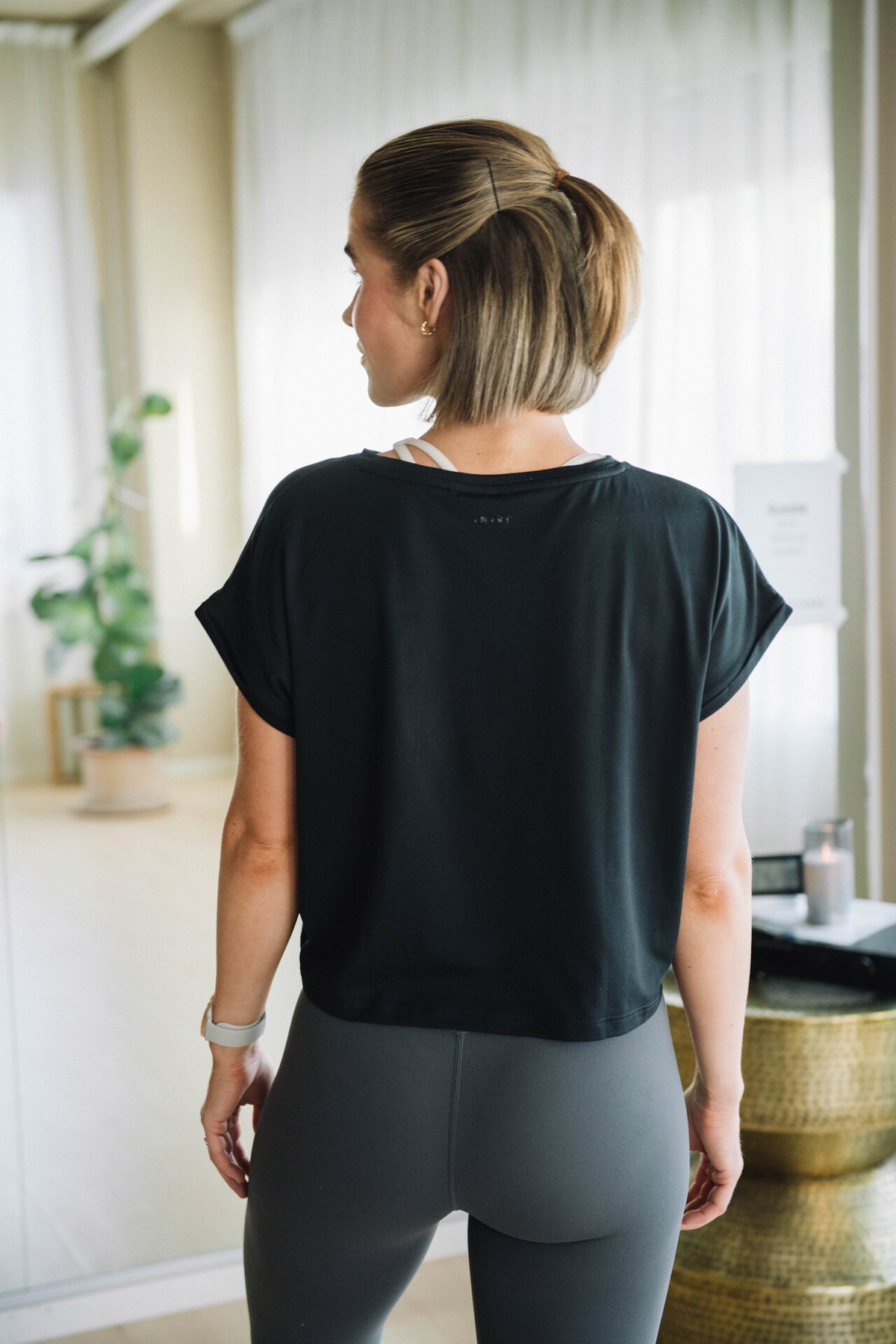 Aim'n Soft Basic Roll Sleeve Top Black