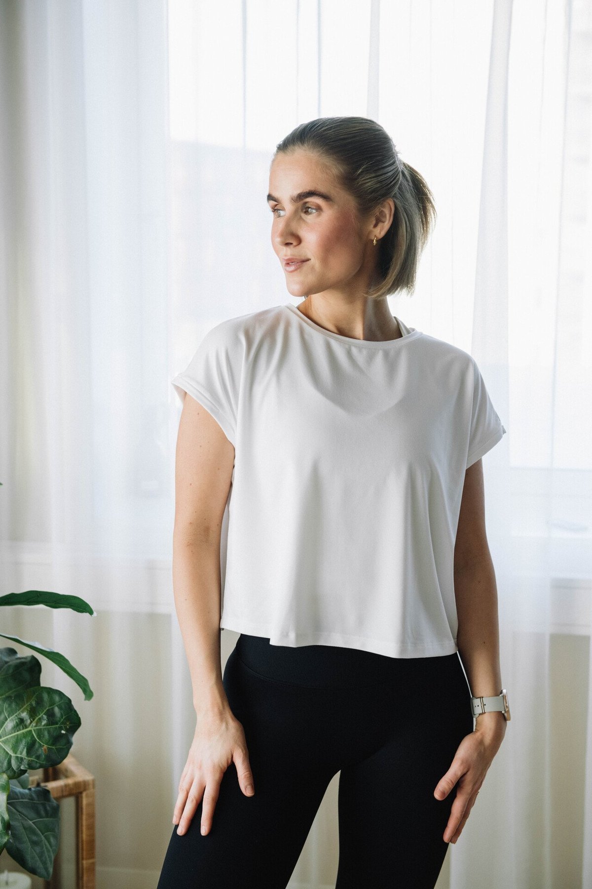 Aim'n Soft Basic Roll Sleeve Top White