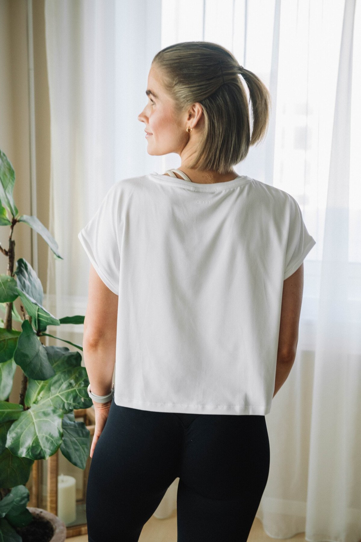 Aim'n Soft Basic Roll Sleeve Top White