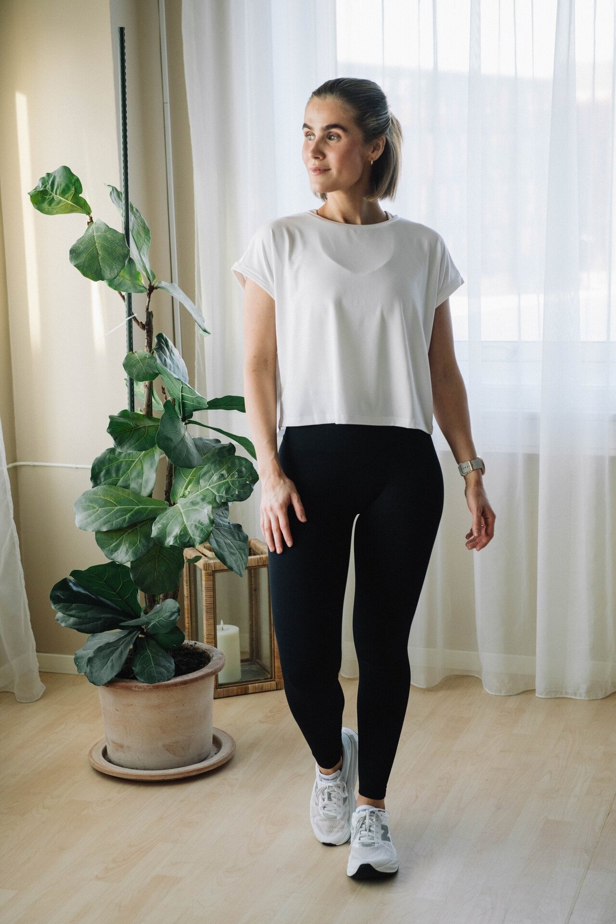 Aim'n Soft Basic Roll Sleeve Top White