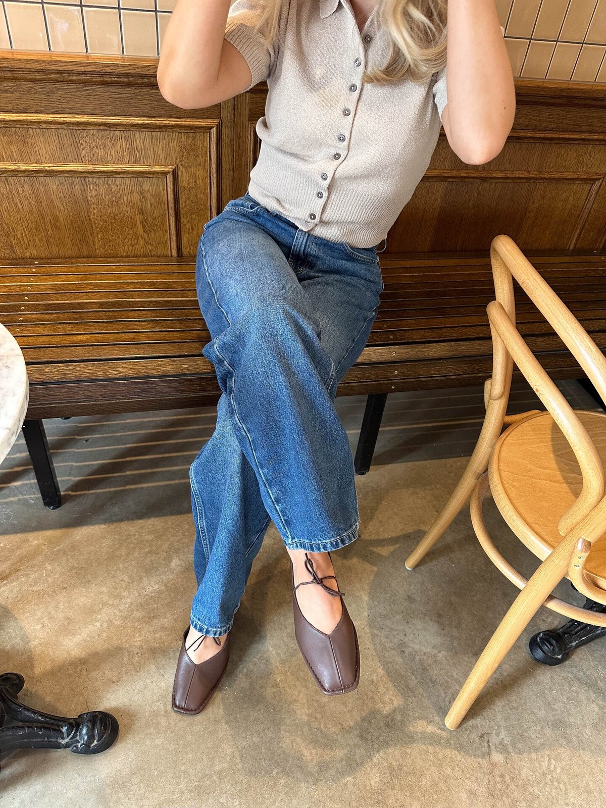 Alohas Sway Leather Ballet Flats Chestnut Brown