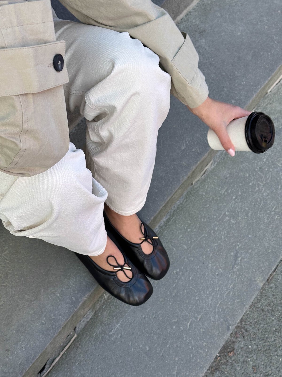 Alohas Rosalind Leather Ballet Flats Black