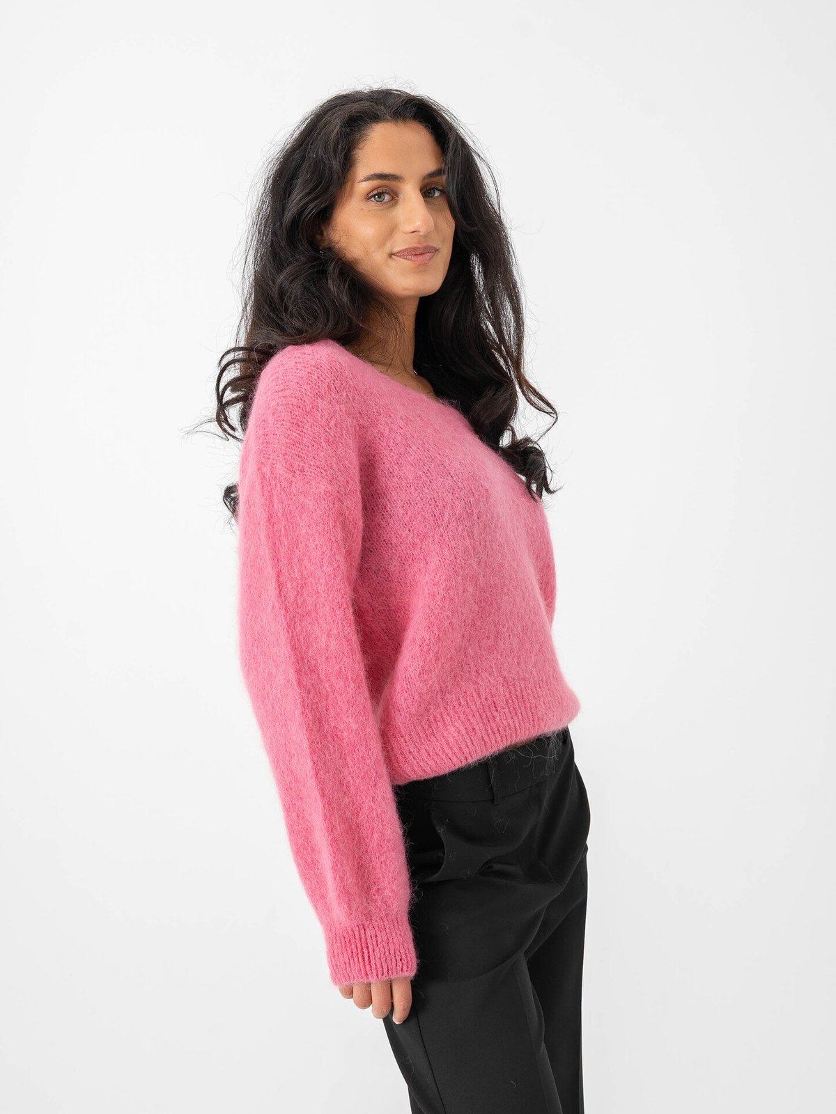 American Dreams Milana Long Sleeve Alpaca Pullover Pink