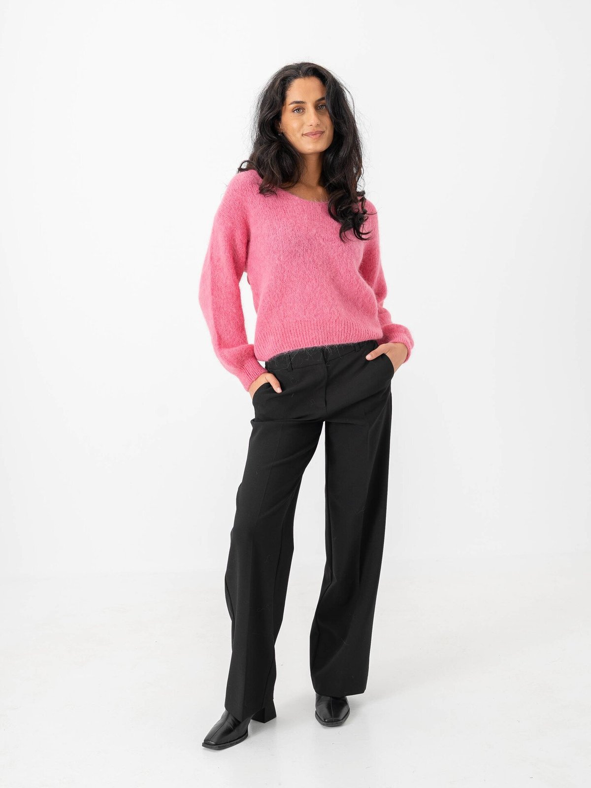 American Dreams Milana Long Sleeve Alpaca Pullover Pink