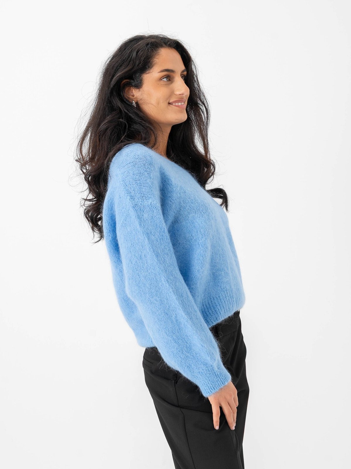 American Dreams Milana Long Sleeve Alpaca Pullover Sky Blue