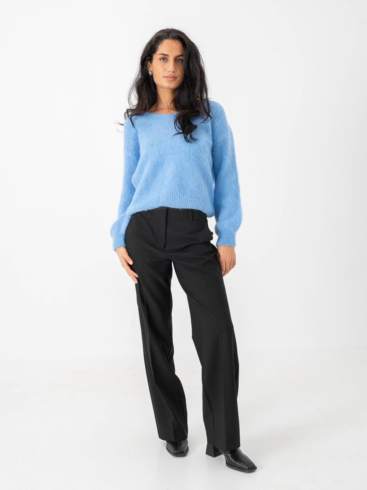 American Dreams Milana Long Sleeve Alpaca Pullover Sky Blue