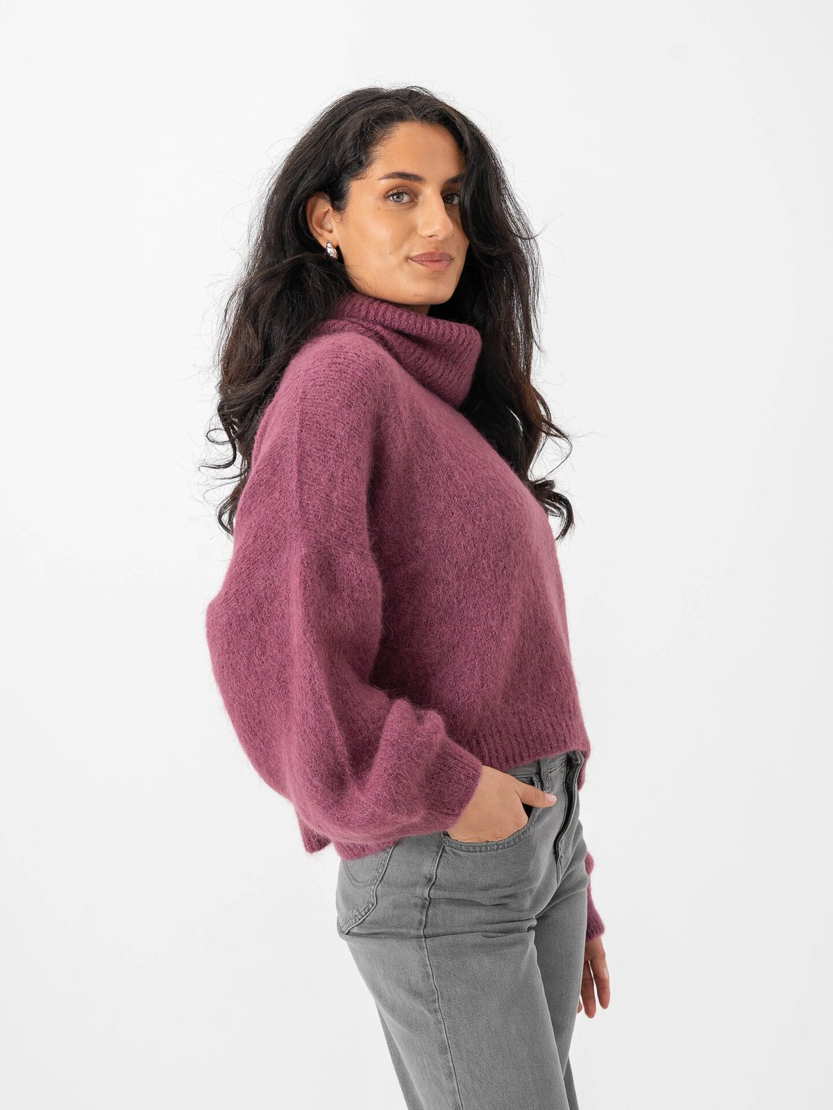 American Dreams Andrea Rollneck Alpaca Pullover Bordeaux